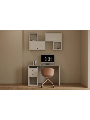 Vivense Müsel Modern Çalışma Masası, 2 Kapaklı 2 Çekmeceli