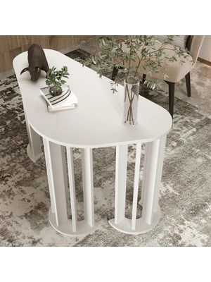 Klubeconcept Osmanlı Zarafeti Beyaz Oval Ayaklı Çalışma Masası %100 Mdf 120 cm
