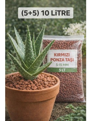 Plant Home Power Mix Kırmızı Ponza Taşı 5-15 mm (5+5) 10 Litre – Doğal Toprak Havalandırıcı Saksı ve Bahçe Için