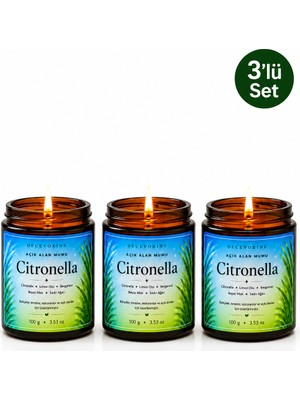 Decevorine Sivrisinek Alanlarında Tercih Edilen Citronella ve Limon Otu Mumu 100 gr 3 Lü Paket