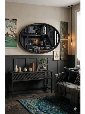 Vivense Elips Duvar Aynası, Siyah, 45X60