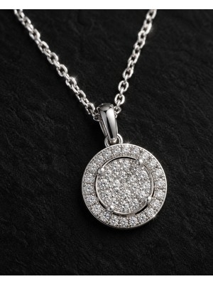 Sarezza Gold 14 Ayar Altın 0,11 Ct Pırlanta Taşlı Yuvarlak Kolye 1,70 gr