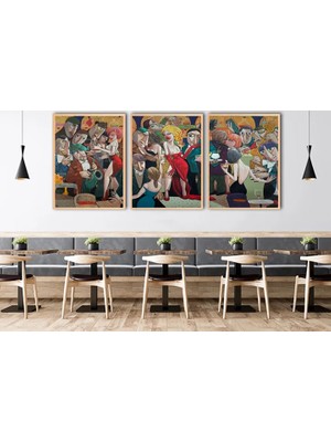 Vivense Ahşap Çerçeveli Pop Bar Tablo Tablo Seti, 50X70