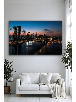 Parıltı Yayınları Modern New York Işıltılı Şehir Manzaralı Dekoratif Cam Tablo