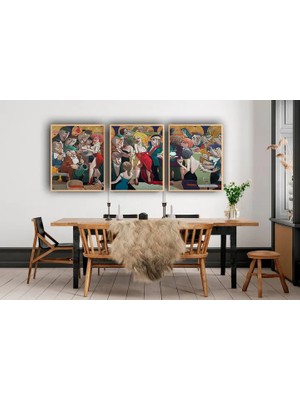 Vivense Ahşap Çerçeveli Disko Tablo Tablo Seti, 50X70