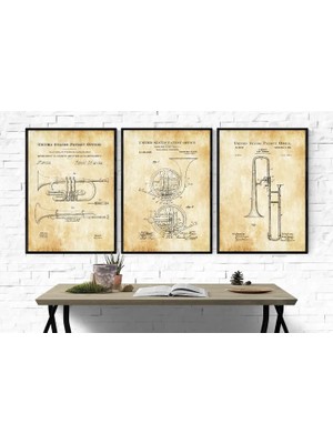 Vivense Ahşap Çerçeveli Vıntage  Caz Tablo Seti, 50X70