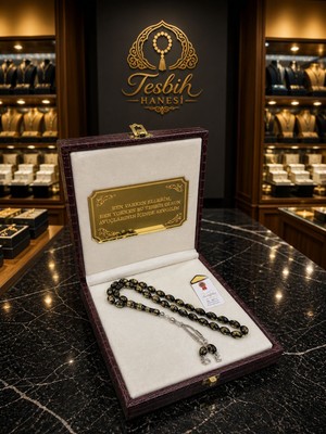 Tesbih Hanesi Özel Yazılı ve Özel Kutulu 24K Altın Parçacıklı Tesbih Sertifikalı Kisiye Özel Harfli Babalar Günü Hediyesi