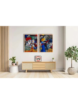 Vivense Ahşap Çerçeveli Mavi ve Sarışın Tablo, 50X70
