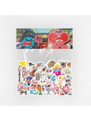 Baprile Gumball 40 Parça Sticker Paketi Suya Dayanıklı Laptop Termos Telefon Etiket Seti