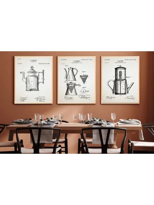 Vivense Vıntage Coffee Tablo Seti, Cups 3, 50X70
