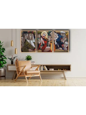Vivense Ahşap Çerçeveli Caz Bar Tablo Tablo Seti, 50X70