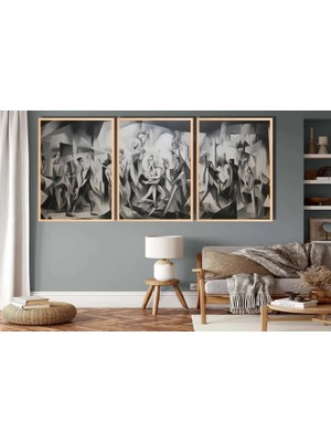 Vivense Ahşap Çerçeveli Siyah ve Beaz Tablo Seti, 50X70