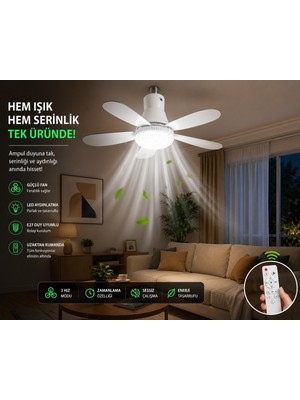 Çemi 3 Renkli Kristal LED Lambalı Tavan Vantilatörü 6 Kanatlı Uzaktan Kumandalı Avize E27 Duylu Vantilatörlü Lamba