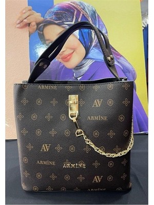 Armine Bayan Çanta 222 Kahve Baskılı