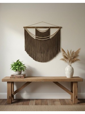 Vobu Home & Life Design Kahverengi El Yapımı Makrome Duvar Süsü Modern ve Minimal Dekoratif Ev Aksesuarı -  Vobu Beliz