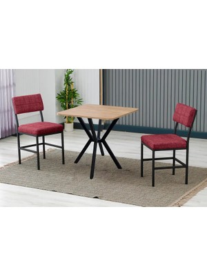 Vivense Nova Mutfak Masa Takımı, 2 Sandalye, Ceviz, 70X70 Cm, Bordo