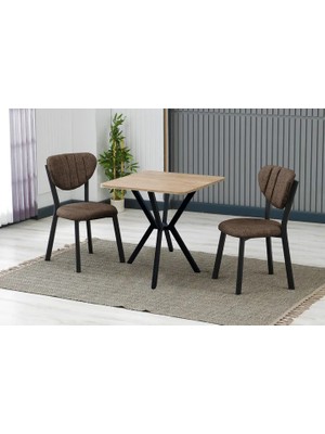 Vivense Elis Mutfak Masa Takımı, 2 Sandalye, Ceviz, 70X70 Cm, Kahve