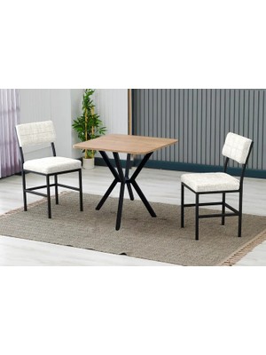 Vivense Nova Mutfak Masa Takımı, 2 Sandalye, Ceviz, 70X70 Cm, Krem