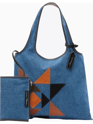 3.1 Phillip Lim Denim Süet Aplikeli Market Kadın Tote Çanta