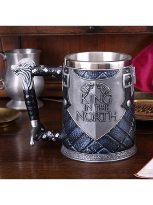 Keyfim Shop Game Of Thrones Stark "king In The North" 3D Tasarım Metal Görünümlü Kupa Bardak