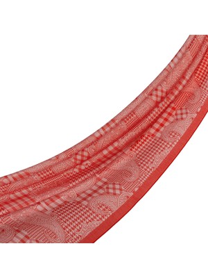 İpekevi Ipekevi Yamalı Paisley Desenli Tensel Şal 02375-NAR Çiçeği