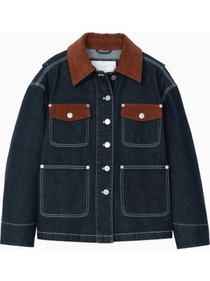 3.1 Phillip Lim Denim Ranch Kontrast Kadife Detaylı Kadın Ceket