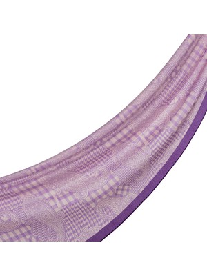 İpekevi Ipekevi Yamalı Paisley Desenli Tensel Şal 02375-MOR Pudra