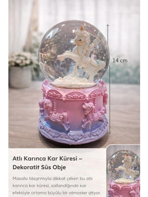 Evvel Zaman Antik Atlı Karınca Temalı Kar Küresi – Dekoratif Müzikli Obje