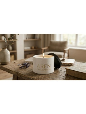 Aromatic Glow Beton Saksı Çam Kokulu Soya Mumu Ahşap Fitil