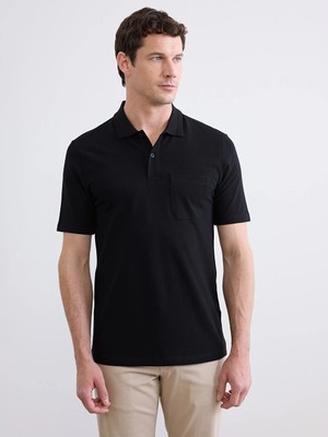 LC Waikiki Lcwaıkıkı Classic Siyah Polo Yaka Pike Erkek Tişört