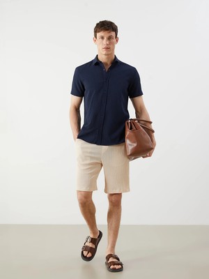 Lcw Vision Bej Regular Fit Dokulu Erkek Şort
