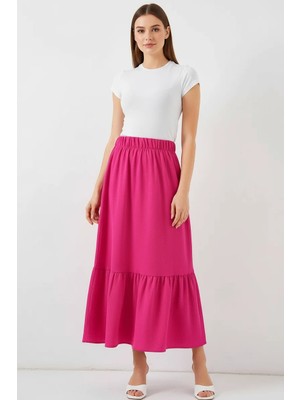Zuzudan Kadın Fırfırlı Ucu Koyu Pembe Etek