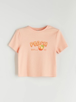 LC Waikiki Lcw Kids Mercan Bisiklet Yaka Kız Çocuk Crop Tişört