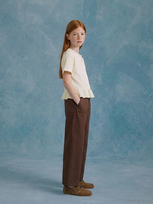Lcw Girls Studio Kahverengi Beli Lastikli Kız Çocuk Poplin Pantolon