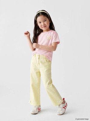 LC Waikiki Lcw Kids Sarı Regular Fit Kız Çocuk Gabardin Pantolon