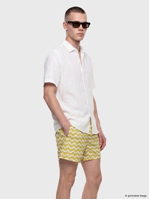 Lcw Swımwear Sarı Kısa Boy Desenli Erkek Deniz Şortu