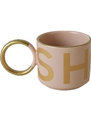 Keramika Gold Motto Halka Kulp Kupa 8 cm 5 Adet