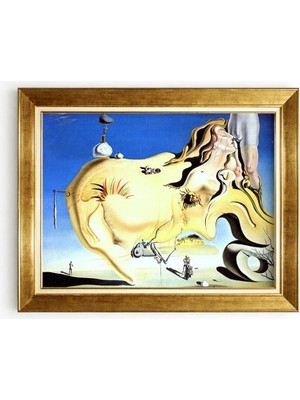 Tablore Salvador Dali Sürreal Sanat Büyük Mastürbatör Gold Çerçeveli Kanvas Tablo