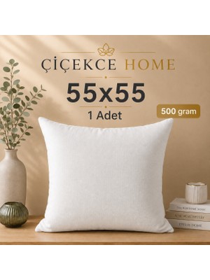 ÇİÇEKCE HOME Çiçekce Home Kırlent Iç Yastığı 1.kalite Boncuk Silikon Elyaf Dolgulu 55X55 1 Adet 500 Gram