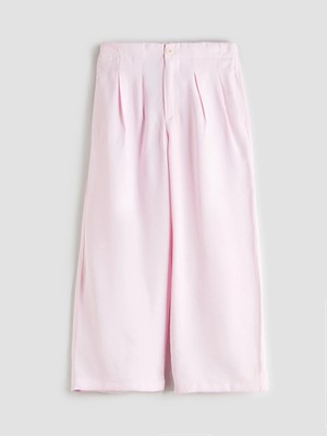 LC Waikiki Lcw Kids Pembe Beli Lastikli Pileli Kız Çocuk Pantolon