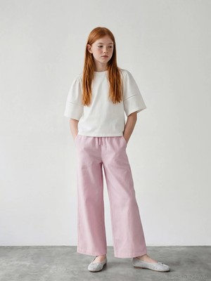 Lcw Girls Studio Lila Beli Lastikli Kız Çocuk Poplin Pantolon