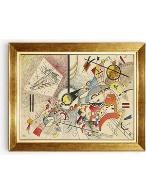 Tablore Modern Soyut Geometrik Sanat Kandinsky Tarzı Altın Çerçeveli Salon Duvar Tablosu