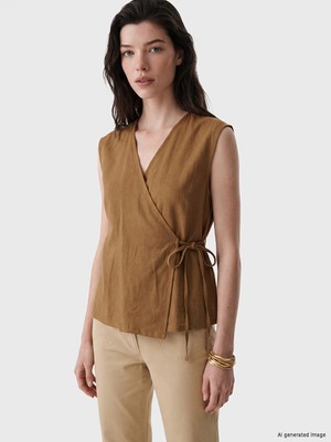 LC Waikiki Lcw Comfort Yeşil Kruvaze Yaka Bluz