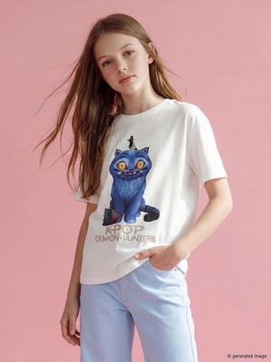 LC Waikiki Lcw Kids Beyaz K-Pop Demon Hunters Baskılı Kız Çocuk Tişört