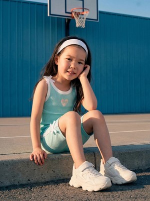 LC Waikiki Lcw Kids Turkuaz Parlak Kalp Baskılı Kız Çocuk Atlet