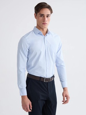 Lcw Busıness Mavi Regular Fit Armürlü Erkek Gömlek