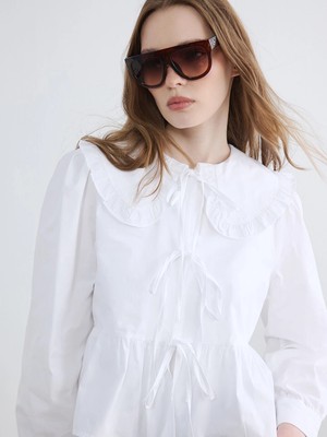 Lcw Modest Ekru Bebe Yaka Bağlama Detaylı Bluz