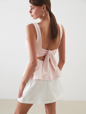 Lcw Vision Pembe Kayık Yaka Peplum Bluz