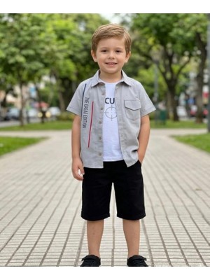 Rüya Kids Erkek Çocuk Yazlık %100 Pamuklu Alt Üst 3 Lü Keten Takım