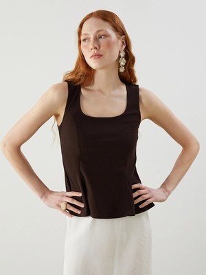 Lcw Vision Kahverengi Kare Yaka Peplum Bluz